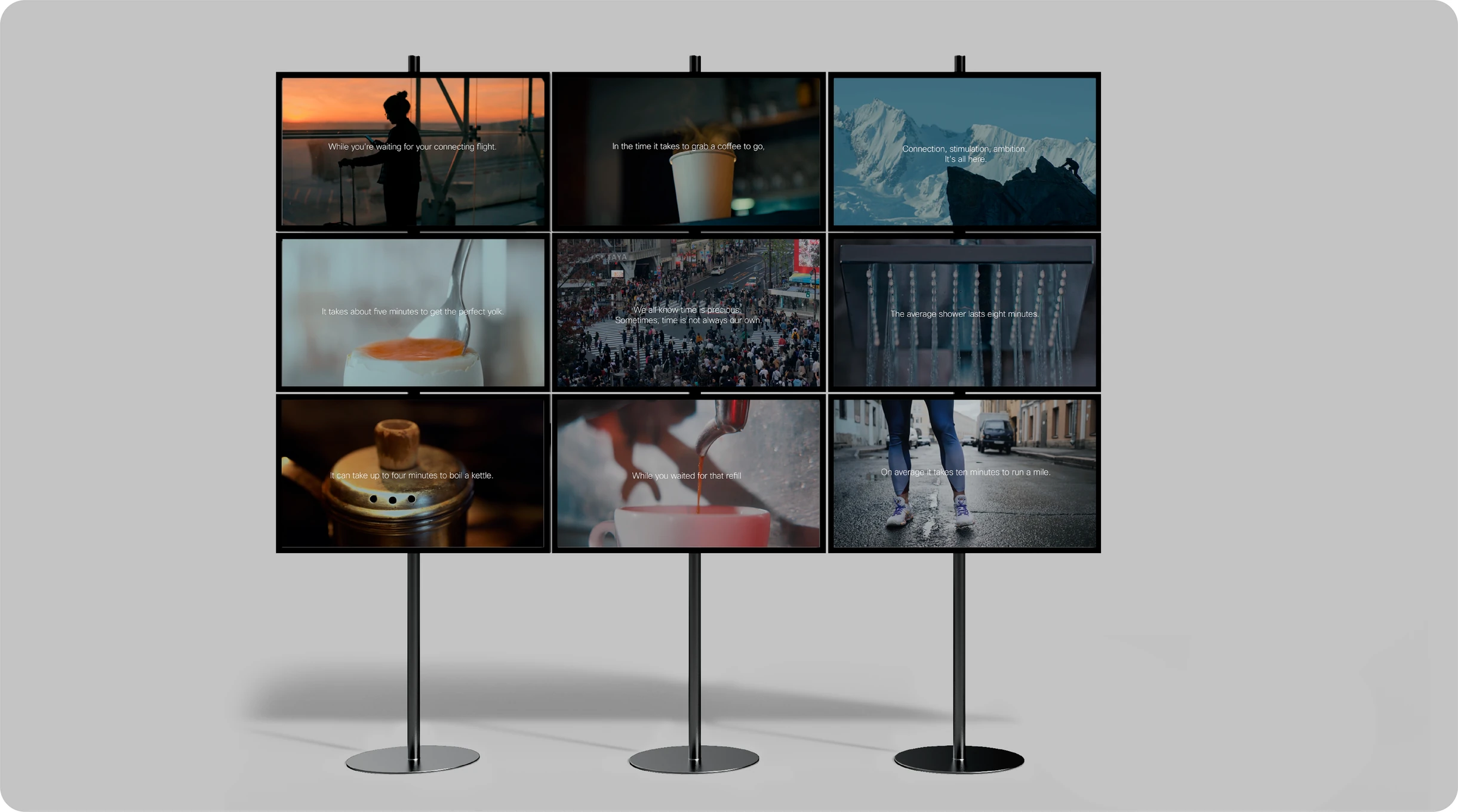 Cisco Insiders campaign assets displayed across a wall of screens — social posts, email templates and video stills